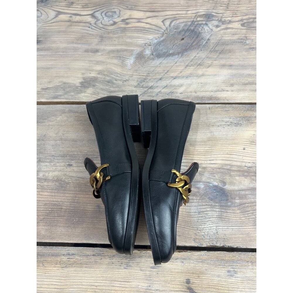 Vionic Mizelle Loafer Womens 7 Black Leather with Gold Chain Accent - Picture 6 of 9
